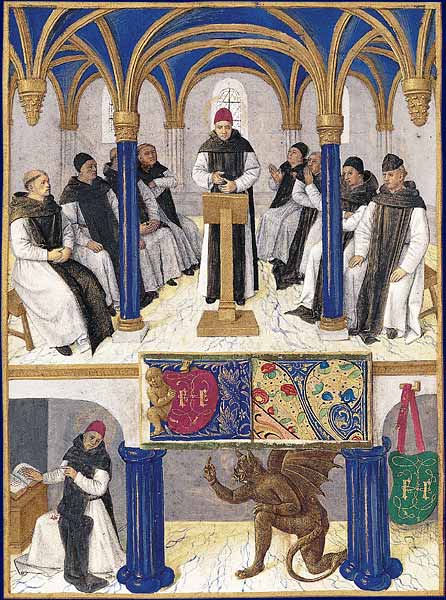 Saint Bernard de Clairvaux. Enluminure de Jean Fouquet au XV° siècle.